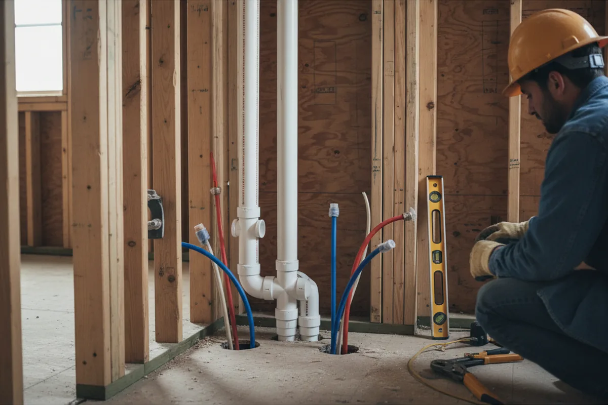 Drain and supply rough-in during Sump Pump Repair in Everett